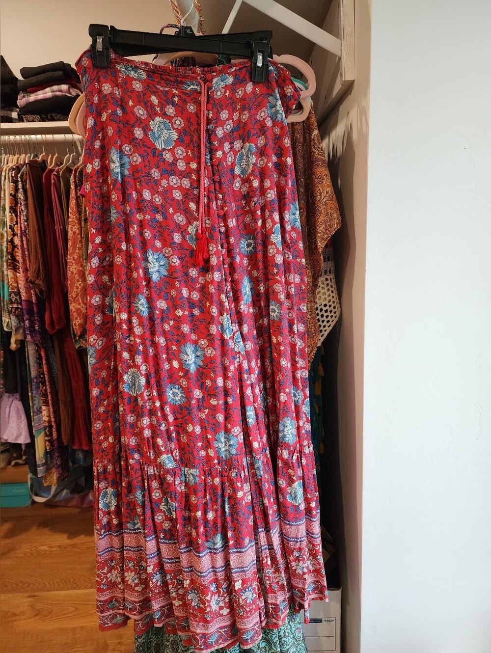 Spell & Gypsy Folktown Skirt Wine XL Rare Vintage Boho Maxi - Picture 3 of 16